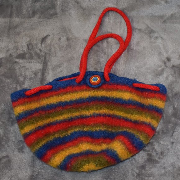 Hand Crafted Handbags - Hand Knit Felted Synch Top Purse
